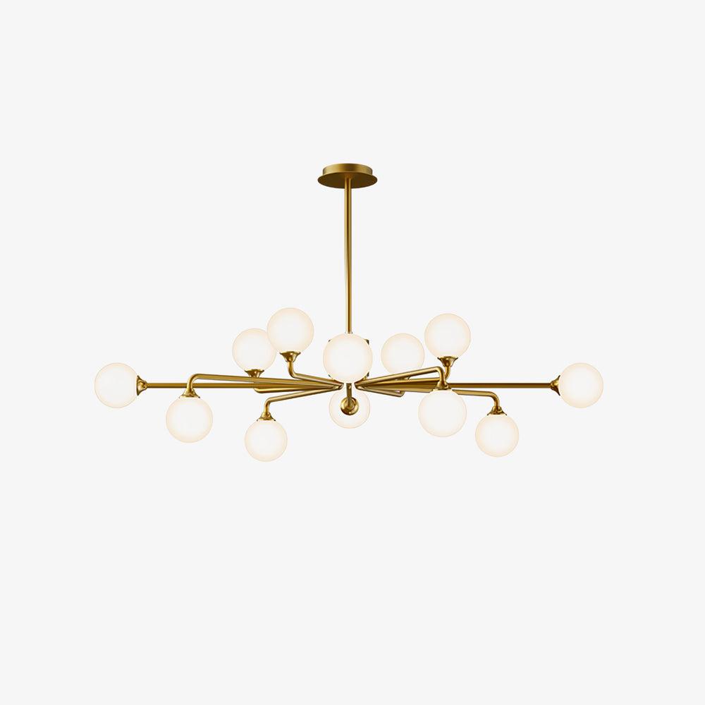Modern Gold Staggered Glass Globe Chandelier Multi Arm Ceiling Light Fixture