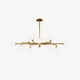 Modern Gold Staggered Glass Globe Chandelier Multi Arm Ceiling Light Fixture