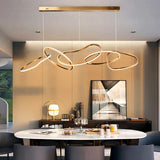 Modern Gold Stainless Steel Chainlink LED Chandelier Dimmable Pendant Light for Dining Room