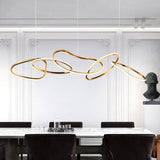 Modern Gold Stainless Steel Chainlink LED Chandelier Dimmable Pendant Light for Dining Room
