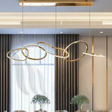 Modern Gold Stainless Steel Chainlink LED Chandelier Dimmable Pendant Light for Dining Room