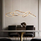 Modern Gold Stainless Steel Chainlink LED Chandelier Dimmable Pendant Light for Dining Room