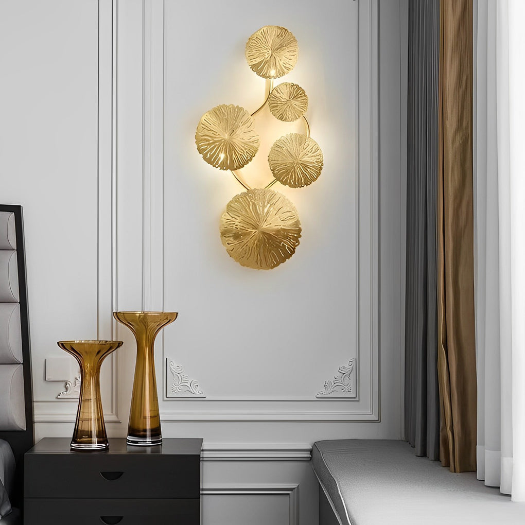 Modern Gold Stainless Steel Lotus Leaf Decorative Wall Sconce Lighting for Bedroom Living Room