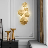 Modern Gold Stainless Steel Lotus Leaf Decorative Wall Sconce Lighting for Bedroom Living Room