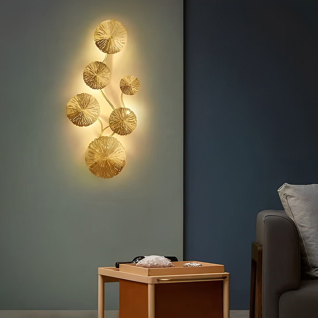 Modern Gold Stainless Steel Lotus Leaf Decorative Wall Sconce Lighting for Bedroom Living Room