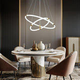 Modern Gold Surround Circle LED Chandelier with Acrylic Shades 2 or 3 Ring Pendant Light