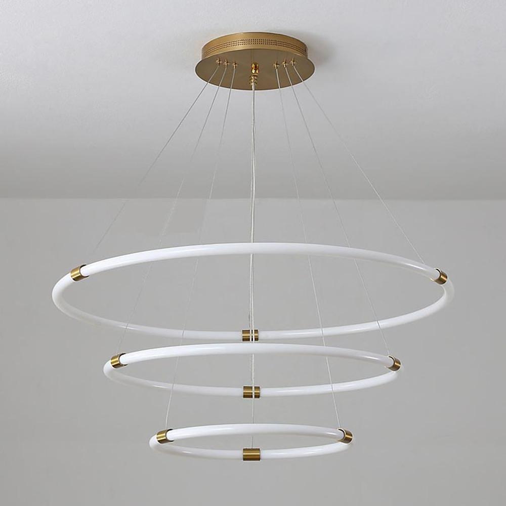 Modern Gold Surround Circle LED Chandelier with Acrylic Shades 2 or 3 Ring Pendant Light