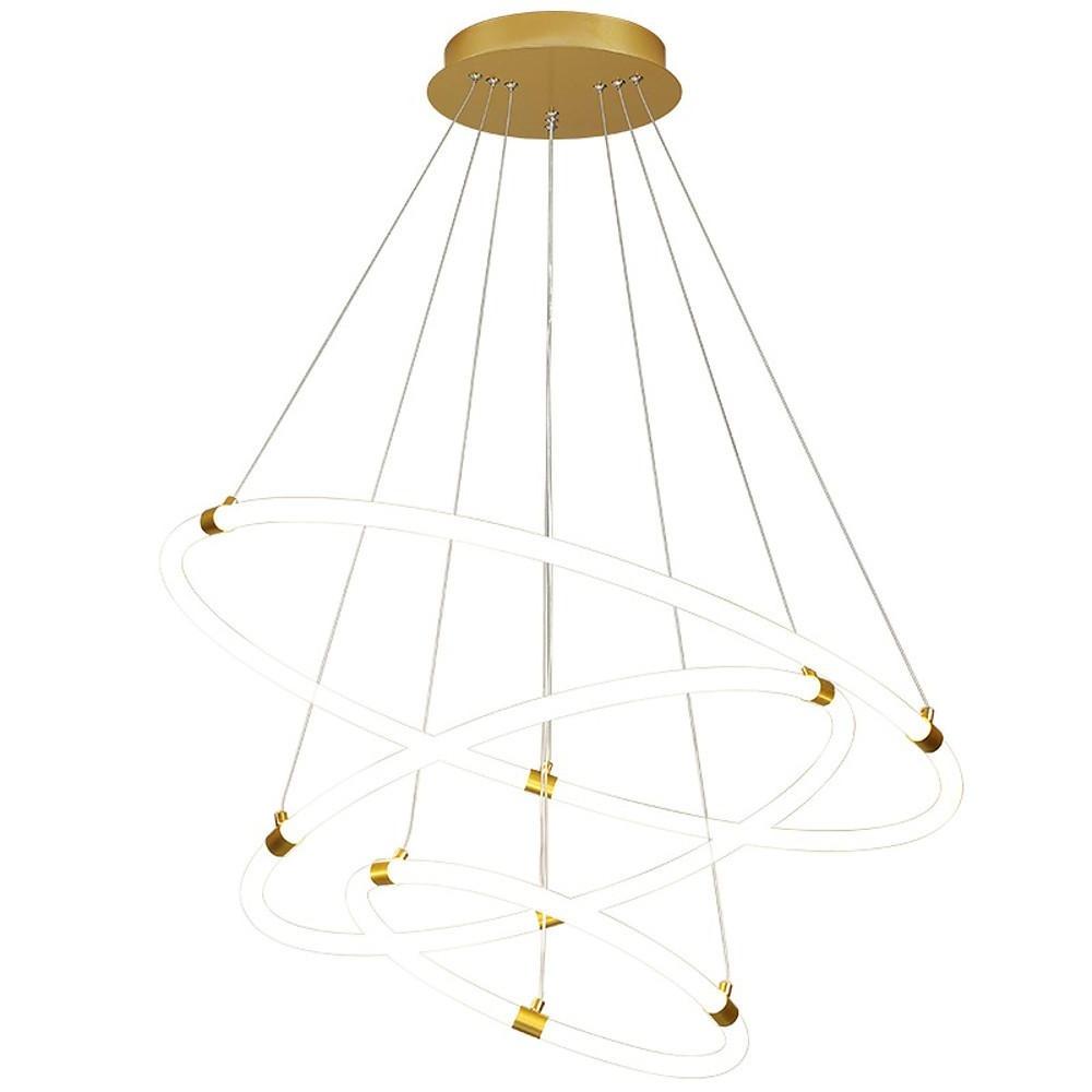 Modern Gold Surround Circle LED Chandelier with Acrylic Shades 2 or 3 Ring Pendant Light