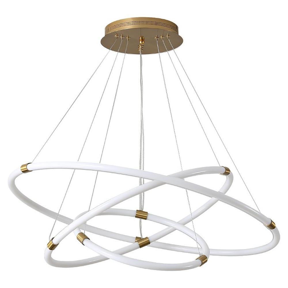 Modern Gold Surround Circle LED Chandelier with Acrylic Shades 2 or 3 Ring Pendant Light
