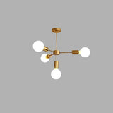 Modern Gold Symmetrical 4 Light Pendant Fixture 27 Inch Iron Chandelier for Living Room