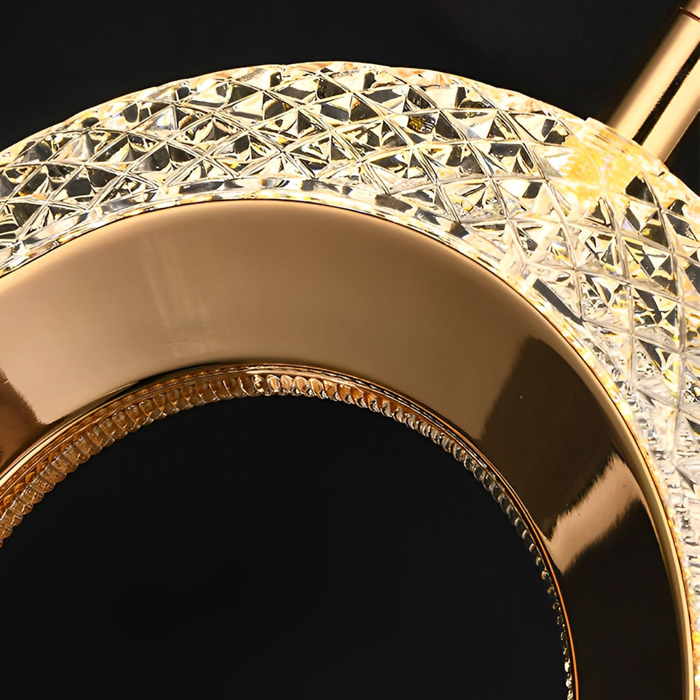Modern Gold Water Drop LED Pendant Light with Circle Design and Three Step Dimming Feature