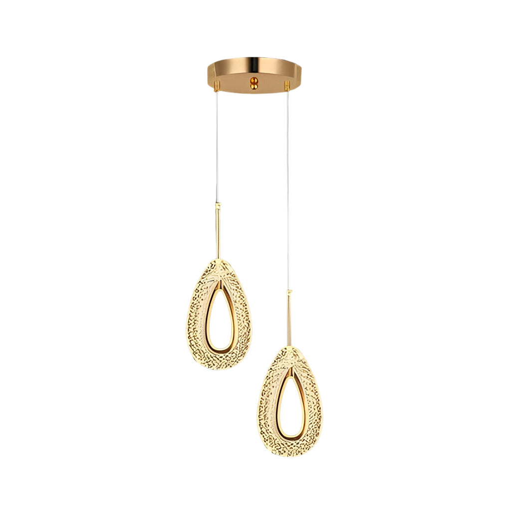 Modern Gold Water Drop LED Pendant Light with Circle Design and Three Step Dimming Feature