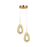 Modern Gold Water Drop LED Pendant Light with Circle Design and Three Step Dimming Feature
