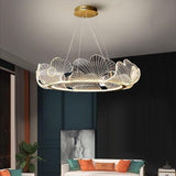 Modern Gold Wave LED Chandelier 33 Inch Round Acrylic Pendant Ceiling Light