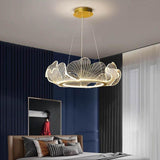 Modern Gold Wave LED Chandelier 33 Inch Round Acrylic Pendant Ceiling Light