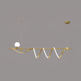 Modern Gold Wave LED Pendant Light Minimalist Linear Chandelier for Dining Room