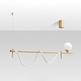Modern Gold Wave LED Pendant Light Minimalist Linear Chandelier for Dining Room