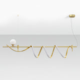 Modern Gold Wave LED Pendant Light Minimalist Linear Chandelier for Dining Room