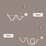 Modern Gold Wave LED Pendant Light Minimalist Linear Chandelier for Dining Room