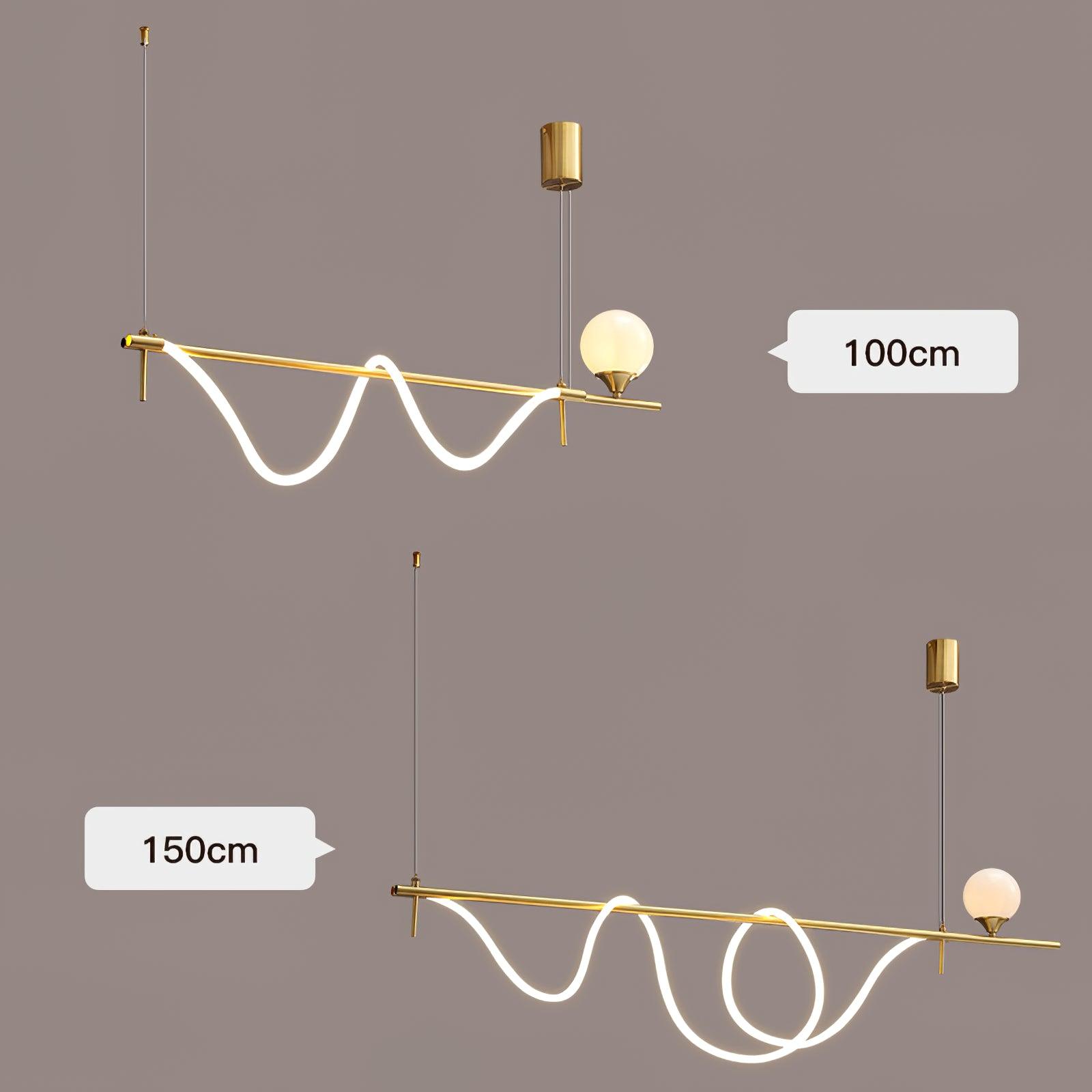 Modern Gold Wave LED Pendant Light Minimalist Linear Chandelier for Dining Room