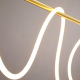 Modern Gold Wave LED Pendant Light Minimalist Linear Chandelier for Dining Room