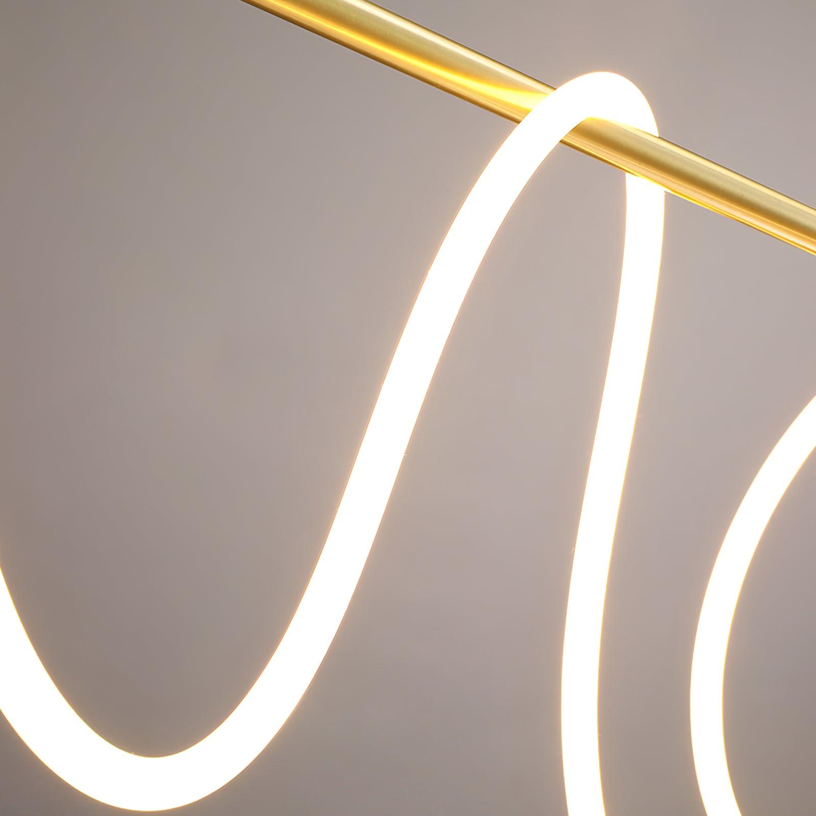 Modern Gold Wave LED Pendant Light Minimalist Linear Chandelier for Dining Room