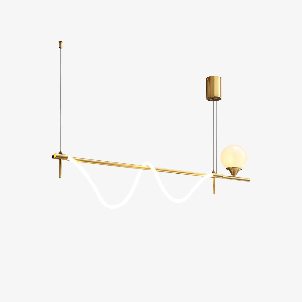 Modern Gold Wave LED Pendant Light Minimalist Linear Chandelier for Dining Room