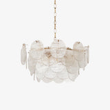 Modern Gold Wavy Glass Disc Chandelier Elegant Semi Flush Mount Ceiling Light