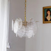 Modern Gold Wavy Glass Disc Chandelier Elegant Semi Flush Mount Ceiling Light