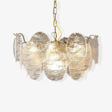 Modern Gold Wavy Glass Disc Chandelier Elegant Semi Flush Mount Ceiling Light