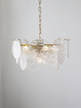 Modern Gold Wavy Glass Disc Chandelier Elegant Semi Flush Mount Ceiling Light