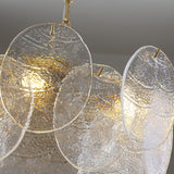 Modern Gold Wavy Glass Disc Chandelier Elegant Semi Flush Mount Ceiling Light