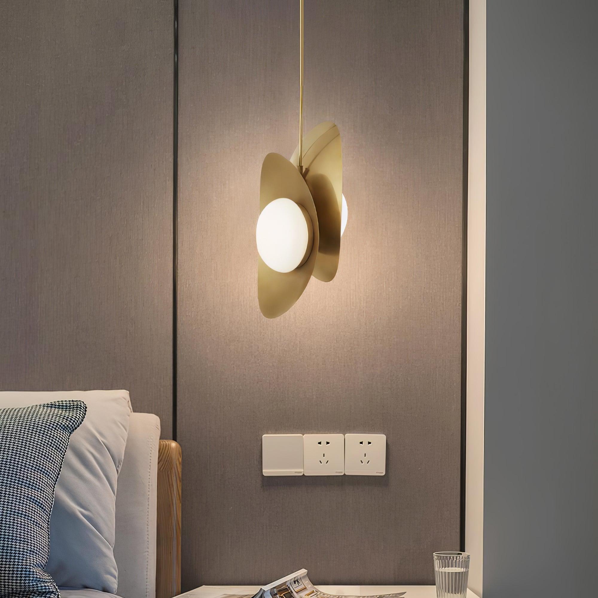Modern Golden Petal Pendant Light with White Glass Globe Shade for Elegant Home Decor