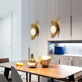 Modern Golden Petal Pendant Light with White Glass Globe Shade for Elegant Home Decor