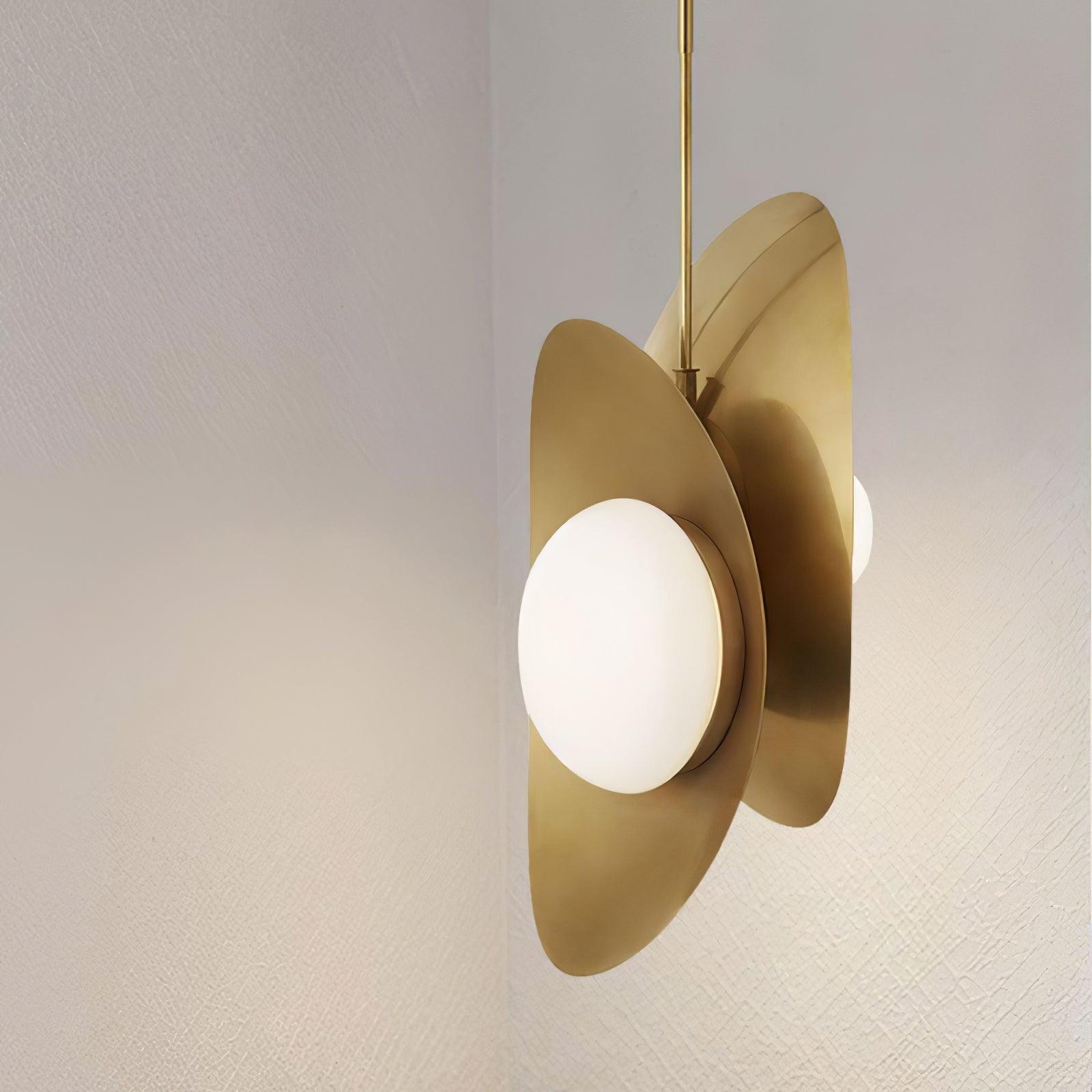 Modern Golden Petal Pendant Light with White Glass Globe Shade for Elegant Home Decor