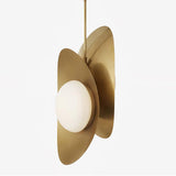 Modern Golden Petal Pendant Light with White Glass Globe Shade for Elegant Home Decor