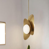 Modern Golden Petal Pendant Light with White Glass Globe Shade for Elegant Home Decor