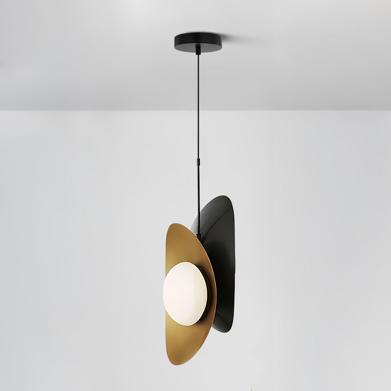 Modern Golden Petal Pendant Light with White Glass Globe Shade for Elegant Home Decor