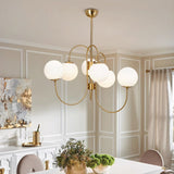 Modern Gooseneck Glass Globe Chandelier Mid Century Industrial Ceiling Light Fixture