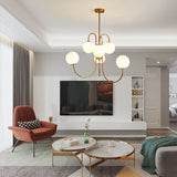 Modern Gooseneck Glass Globe Chandelier Mid Century Industrial Ceiling Light Fixture