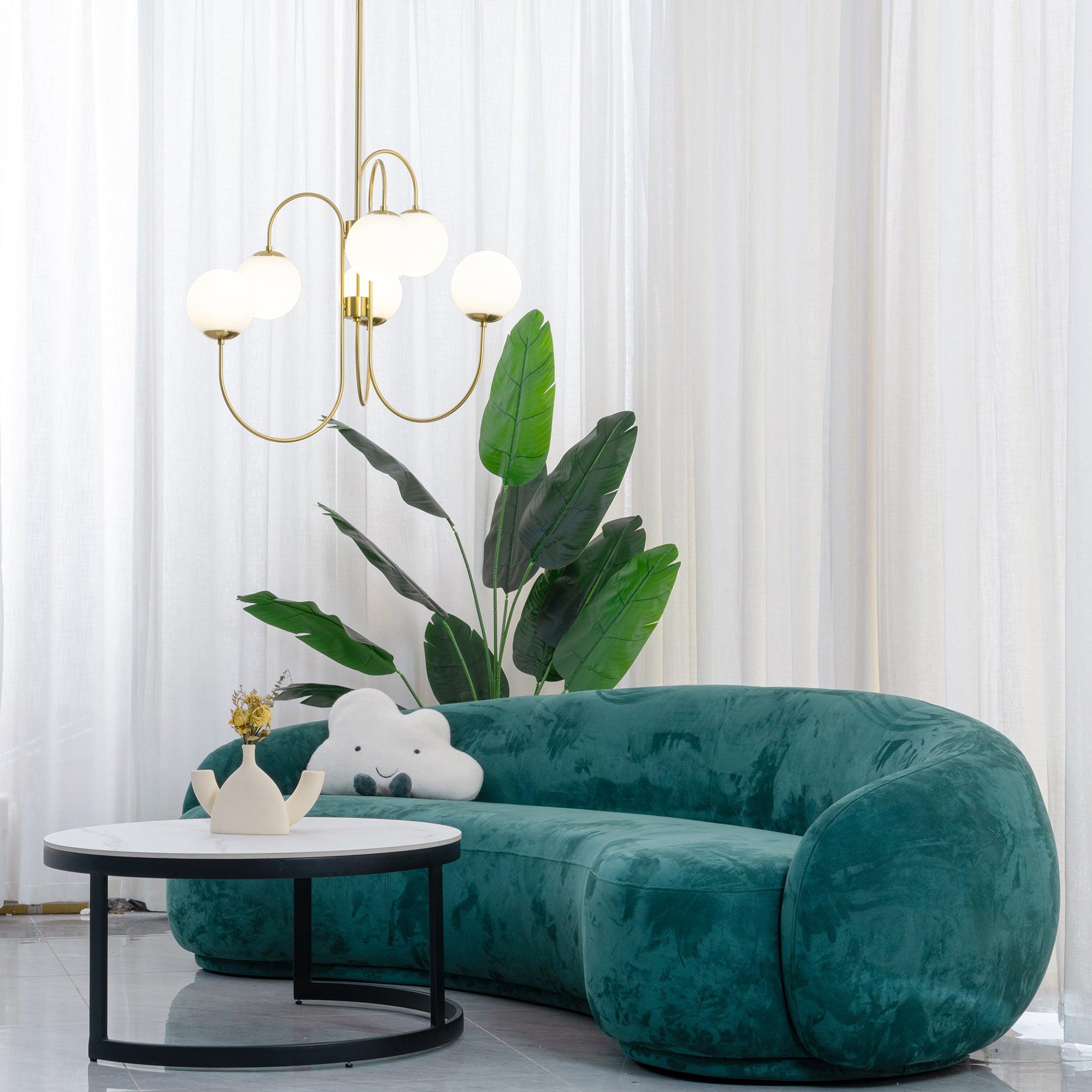 Modern Gooseneck Glass Globe Chandelier Mid Century Industrial Ceiling Light Fixture