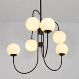 Modern Gooseneck Glass Globe Chandelier Mid Century Industrial Ceiling Light Fixture