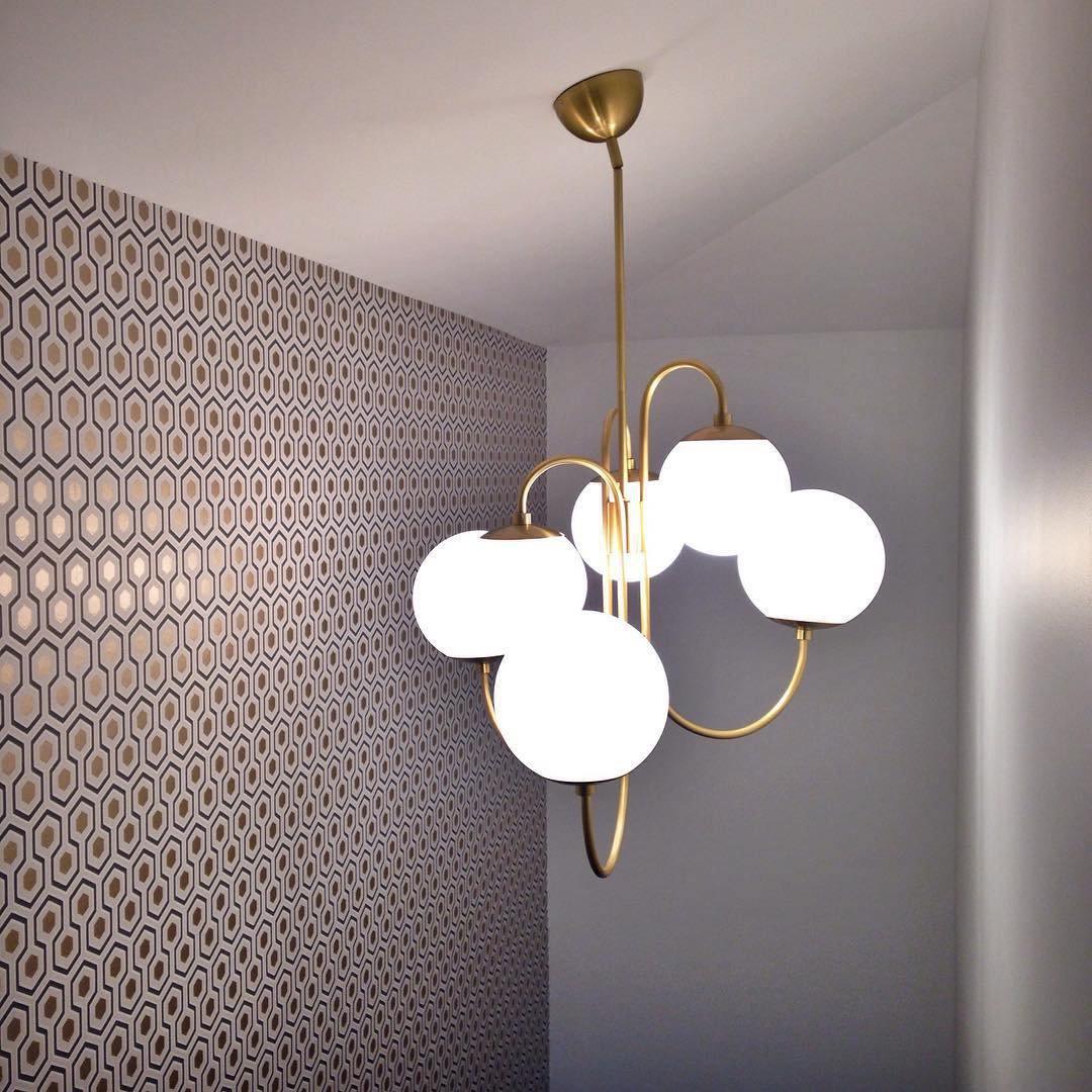 Modern Gooseneck Glass Globe Chandelier Mid Century Industrial Ceiling Light Fixture