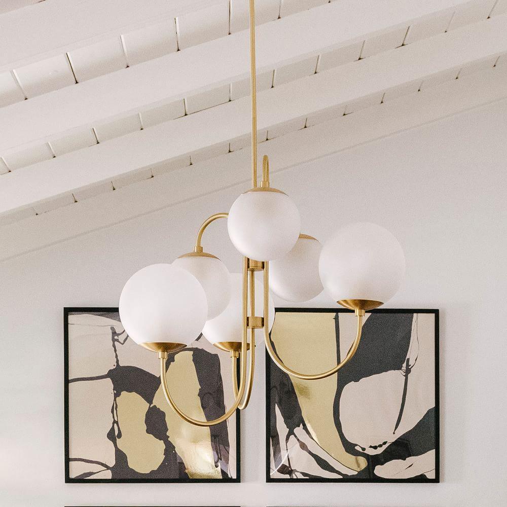 Modern Gooseneck Glass Globe Chandelier Mid Century Industrial Ceiling Light Fixture
