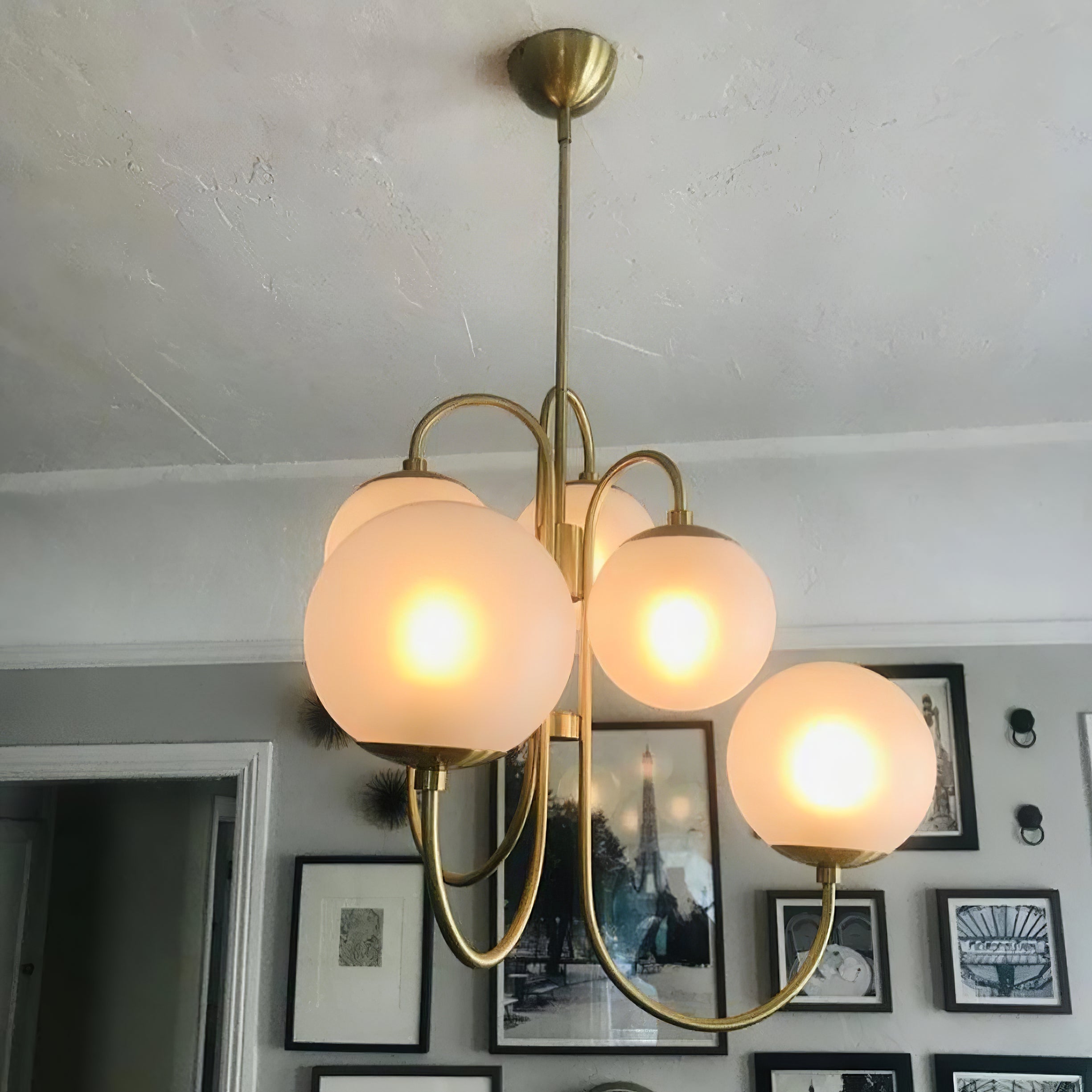 Modern Gooseneck Glass Globe Chandelier Mid Century Industrial Ceiling Light Fixture