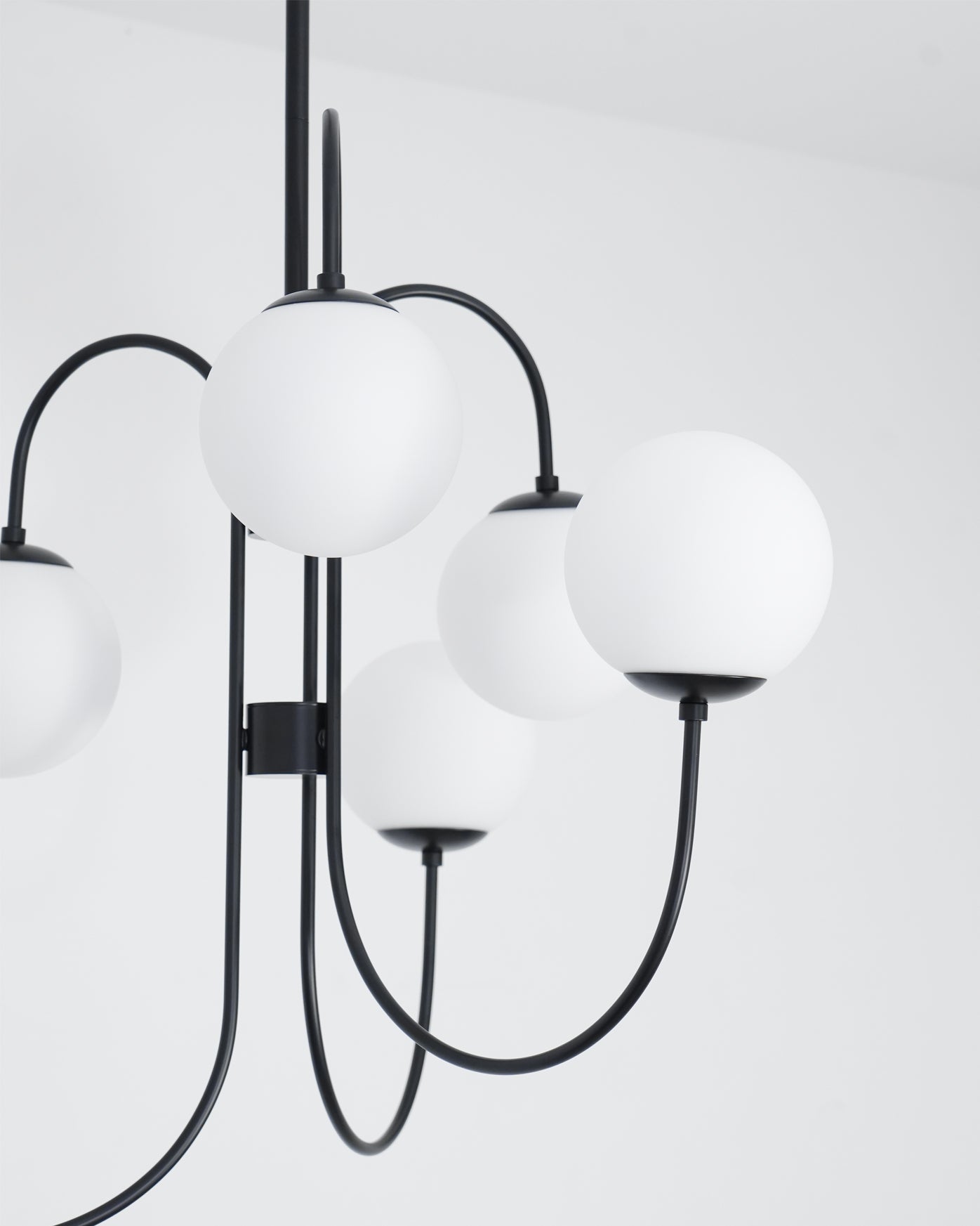 Modern Gooseneck Glass Globe Chandelier Mid Century Industrial Ceiling Light Fixture
