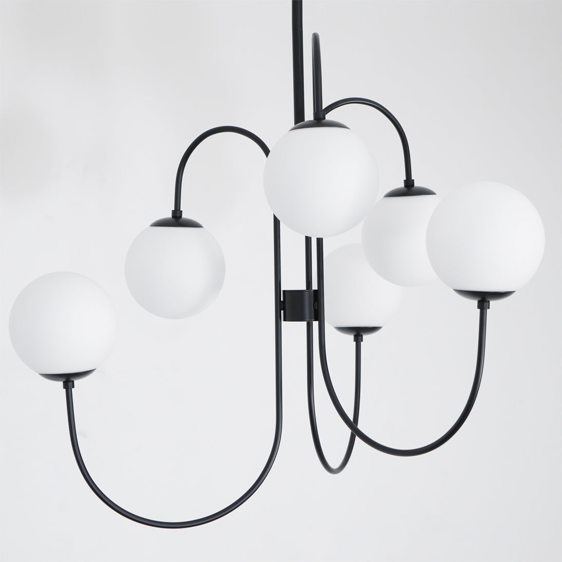 Modern Gooseneck Glass Globe Chandelier Mid Century Industrial Ceiling Light Fixture