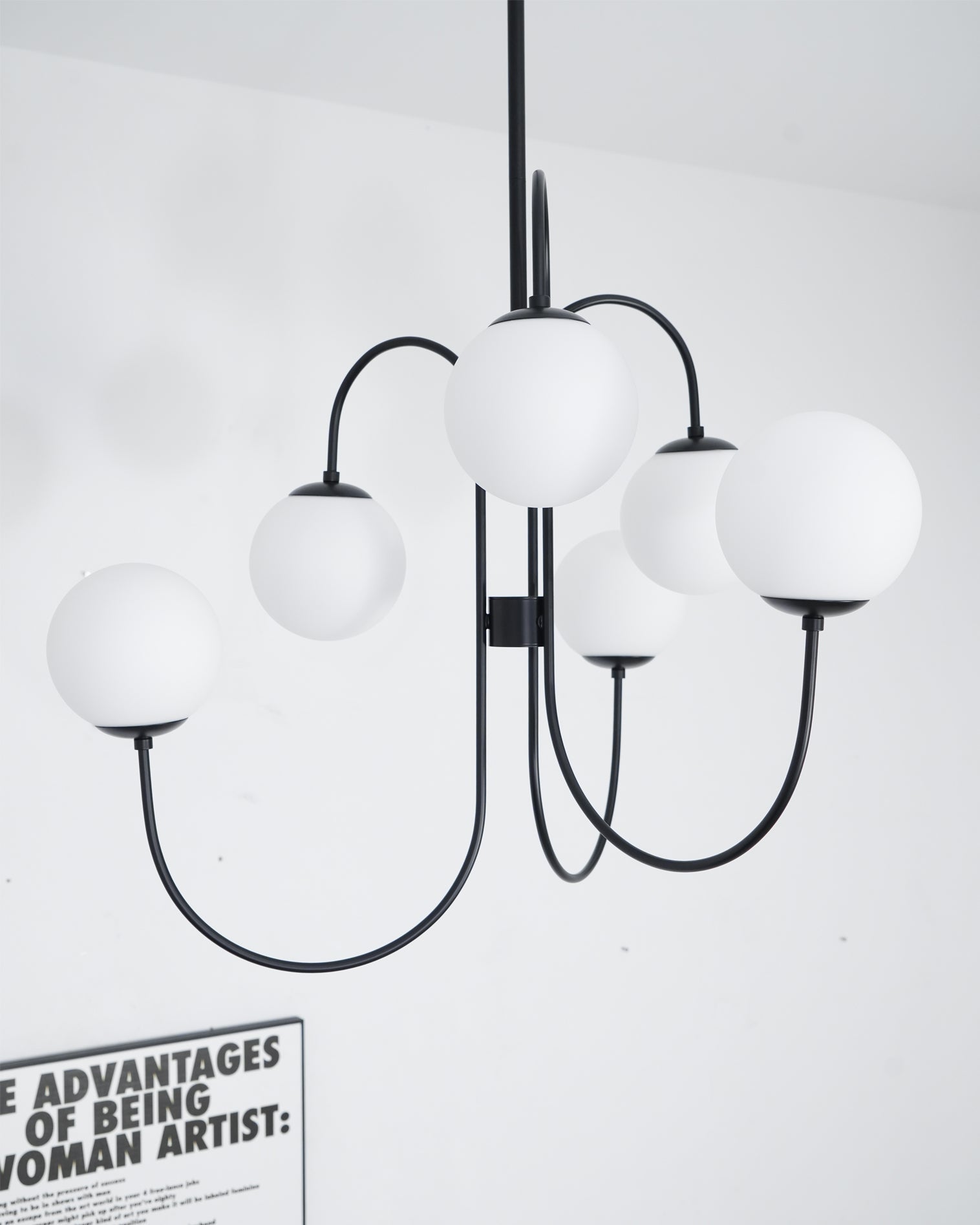 Modern Gooseneck Glass Globe Chandelier Mid Century Industrial Ceiling Light Fixture