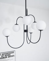 Modern Gooseneck Glass Globe Chandelier Mid Century Industrial Ceiling Light Fixture
