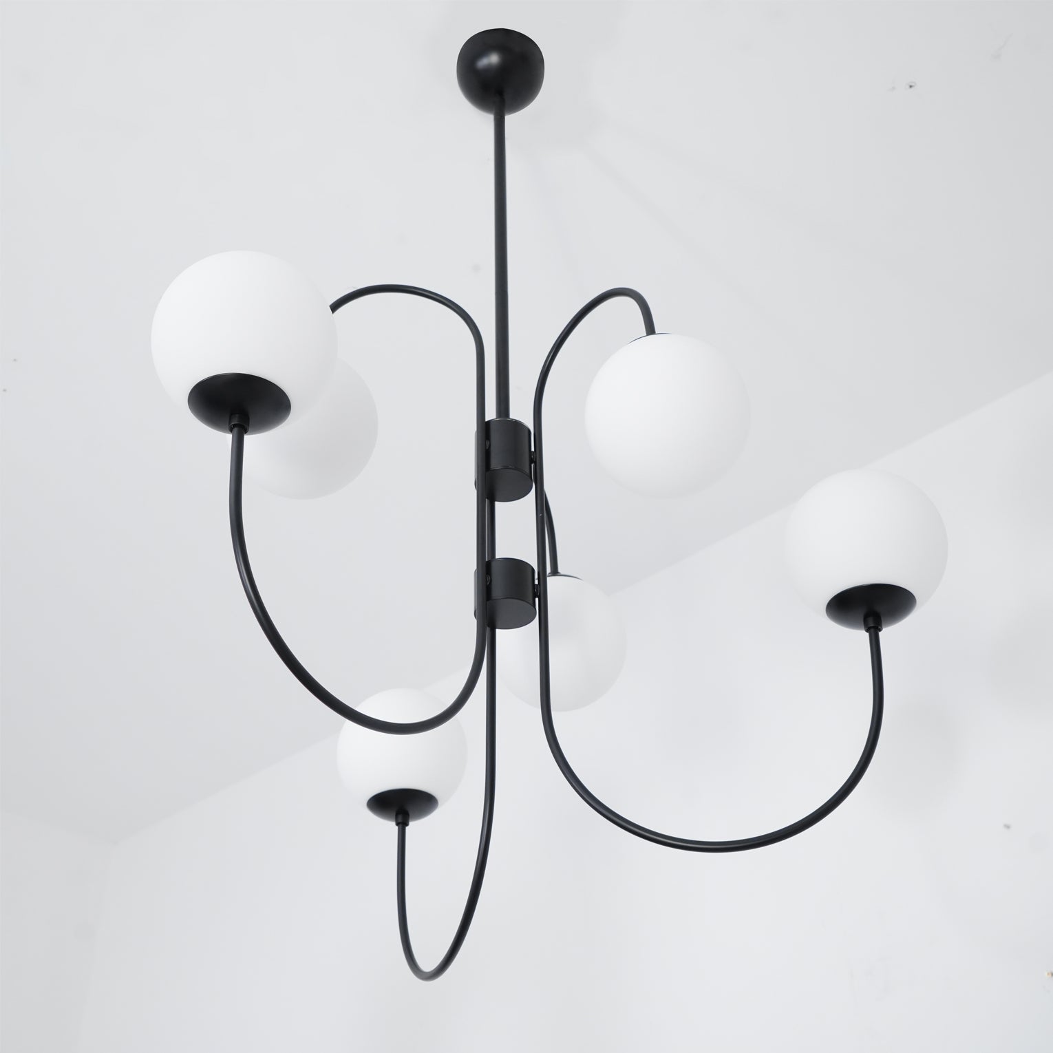 Modern Gooseneck Glass Globe Chandelier Mid Century Industrial Ceiling Light Fixture